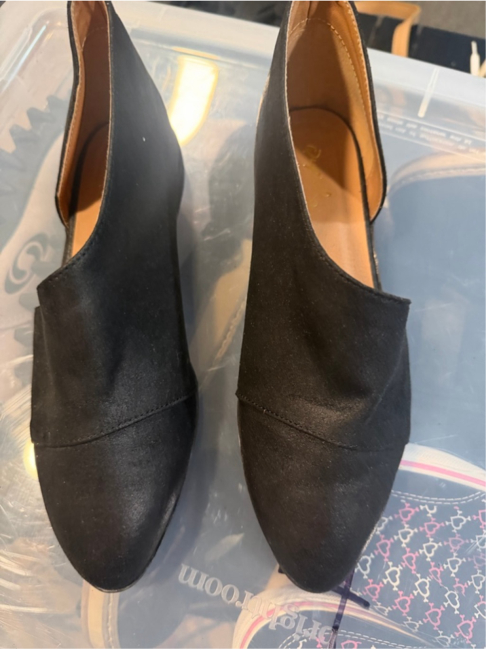 Women's Qupid Black Pointed Toe D'Orsay Flats Size 7.5